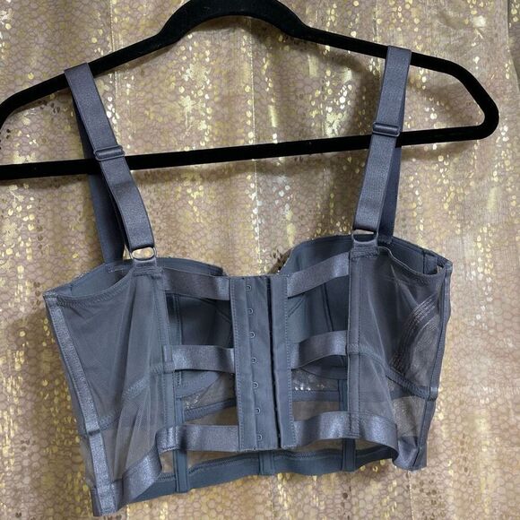 Victoria’s Secret Very Sexy Gray Silver Sparkle Lined Balconet Bra Top 34C - Picture 2 of 10